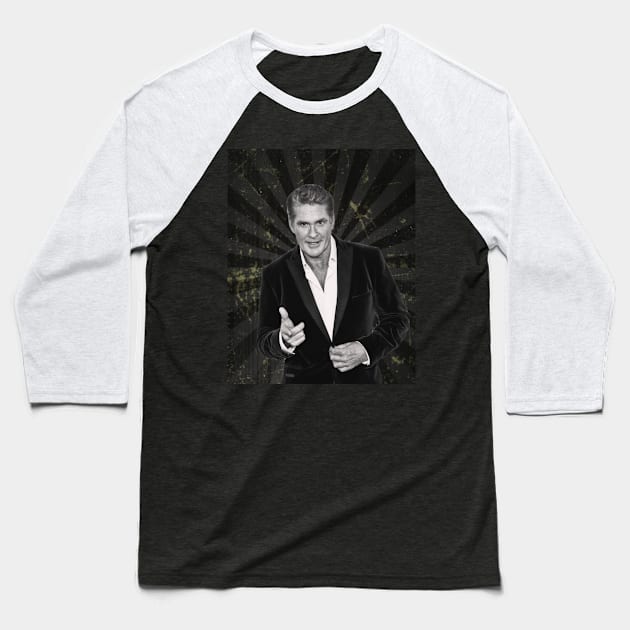 David Hasselhoff Baseball T-Shirt by KoplakStories